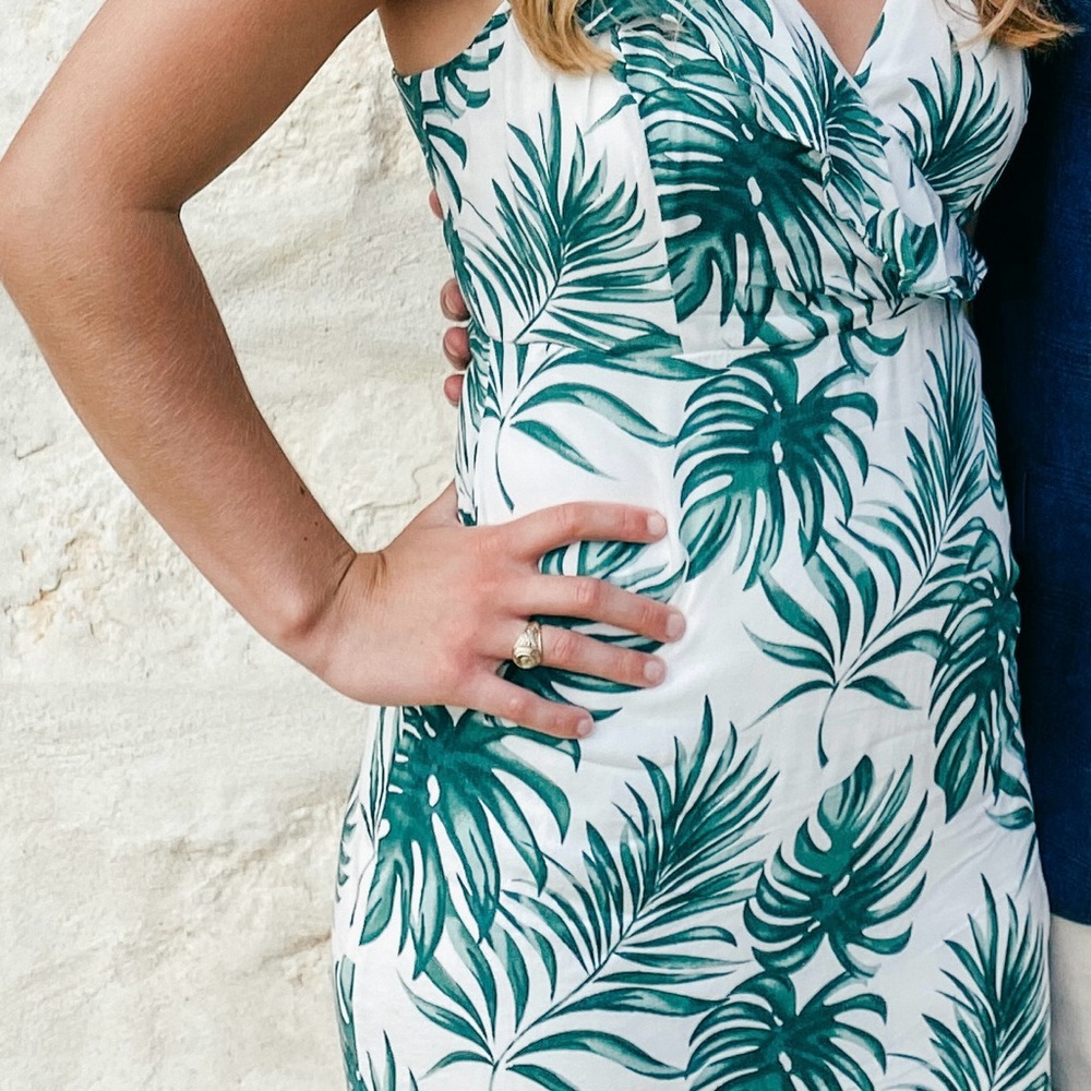 Tropical Green Leaf Print Dress
